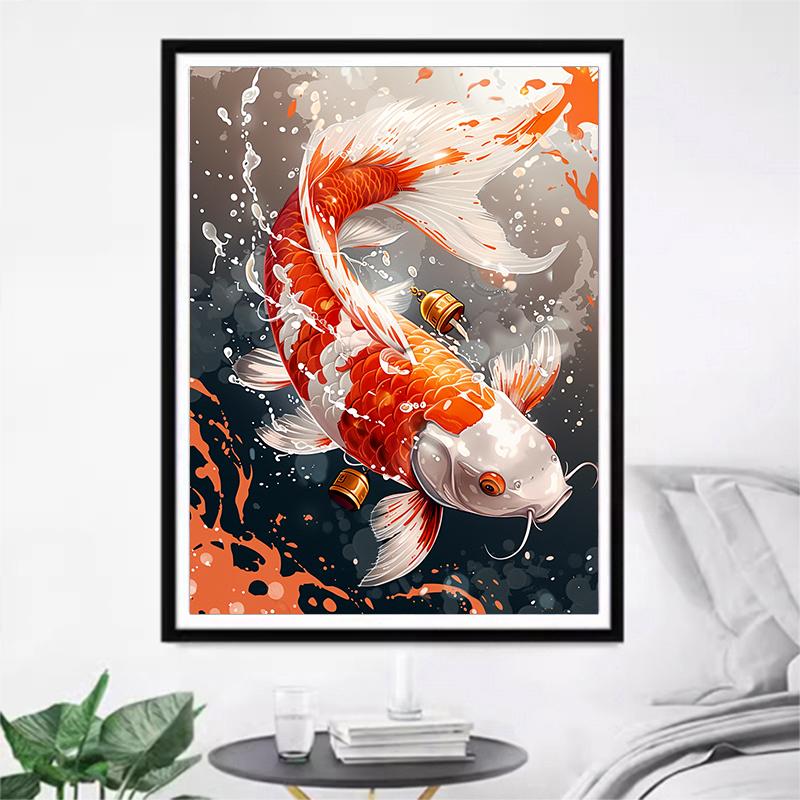 5d DIY Diamond Painting Cross Stitch Koi Goldfish Diamond Embroidery Mosaic Animal Full Round Drill Home Decor