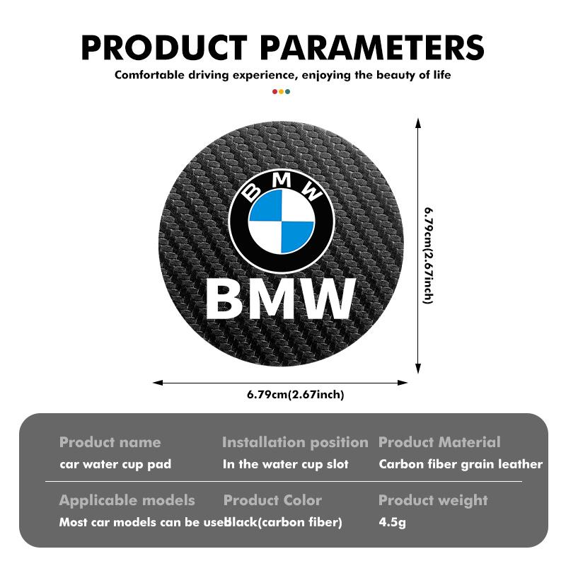 2pcs Car Water Cup Mats Carbon Fiber Coaster Non-Slip Pad For BMW M3 M5 X3 E93 F10 F20 F30 F40 F15 F25 F26 F31 F49 F86