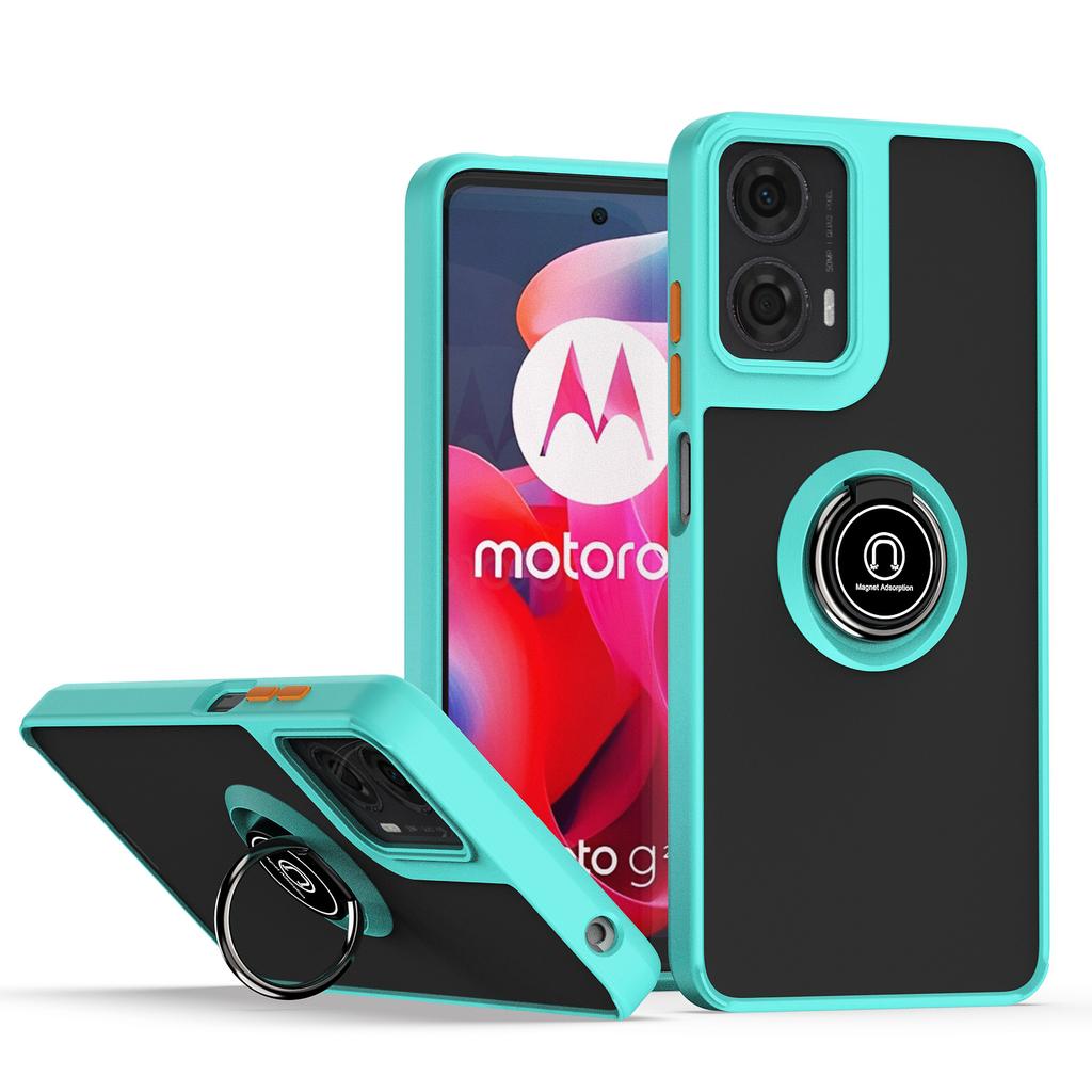 Для Motorola Moto G04 G24 Чехол с кольцом Магнитный держатель Стенд Coque Funda Ударопрочный Матовый ПК Броня Чехол для телефона