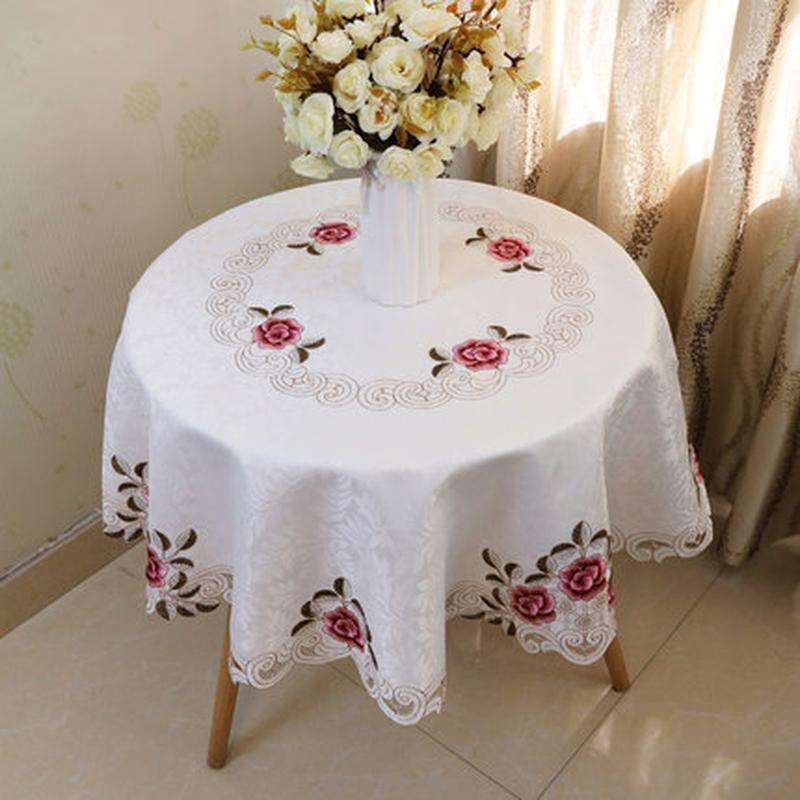 European Embroidery Table Cover Round Tablecloth Fabric Square Lace Pastoral Table Cloth Flower Simple Modern Dining Table
