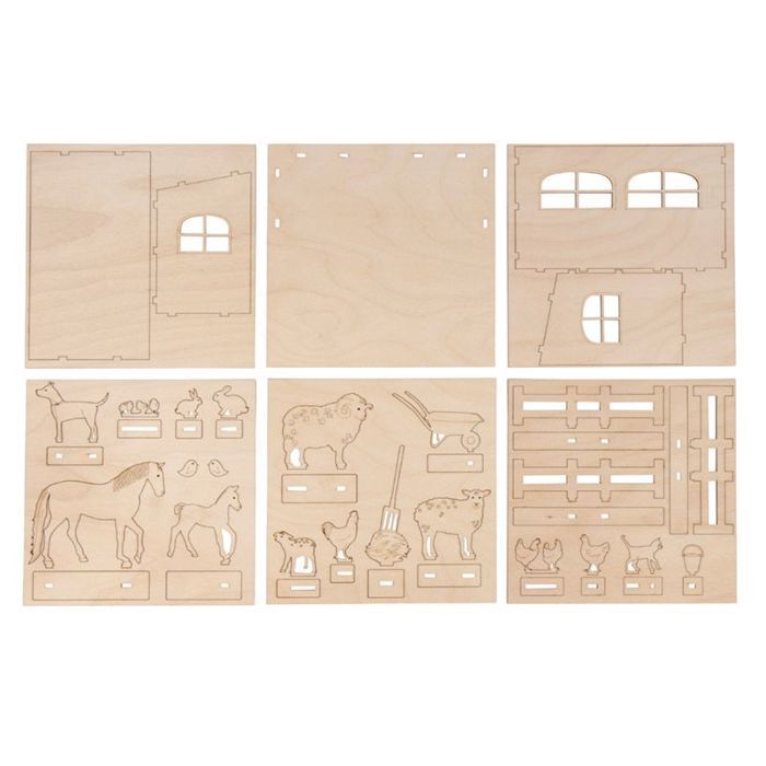 Kit Décor 3D Ferme en bois FSC 45 pièces