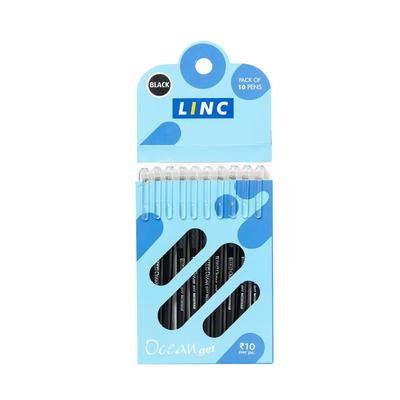 Гелевая ручка Linc Ocean Classic 0,55 мм, черные чернила, гладкое письмо, для офиса, школы, дома, с колпачком-щелчком, упаковка 1 шт. x 30 шт.