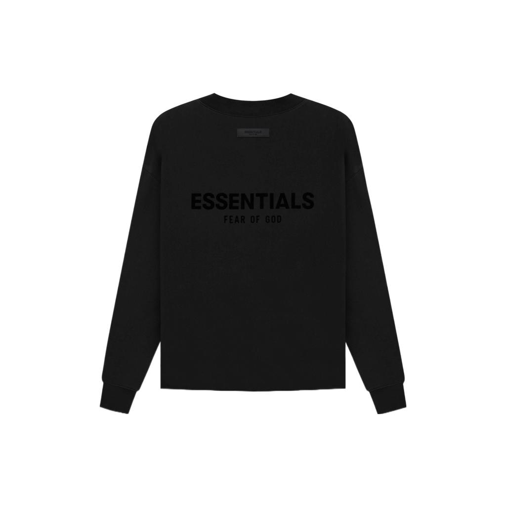 Essentials SS22 Свободная футболка с круглым вырезом Эластичная Limo Однотонная Вышитая Текстиль Круглый вырез Удобная Флис Для унисекса Черный FOG-SS22-988