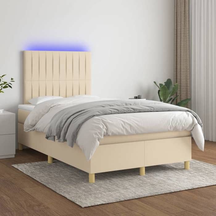Maison Exclusive - Sommier à lattes de lit et matelas et LED Crème 120x200cm Tissu
