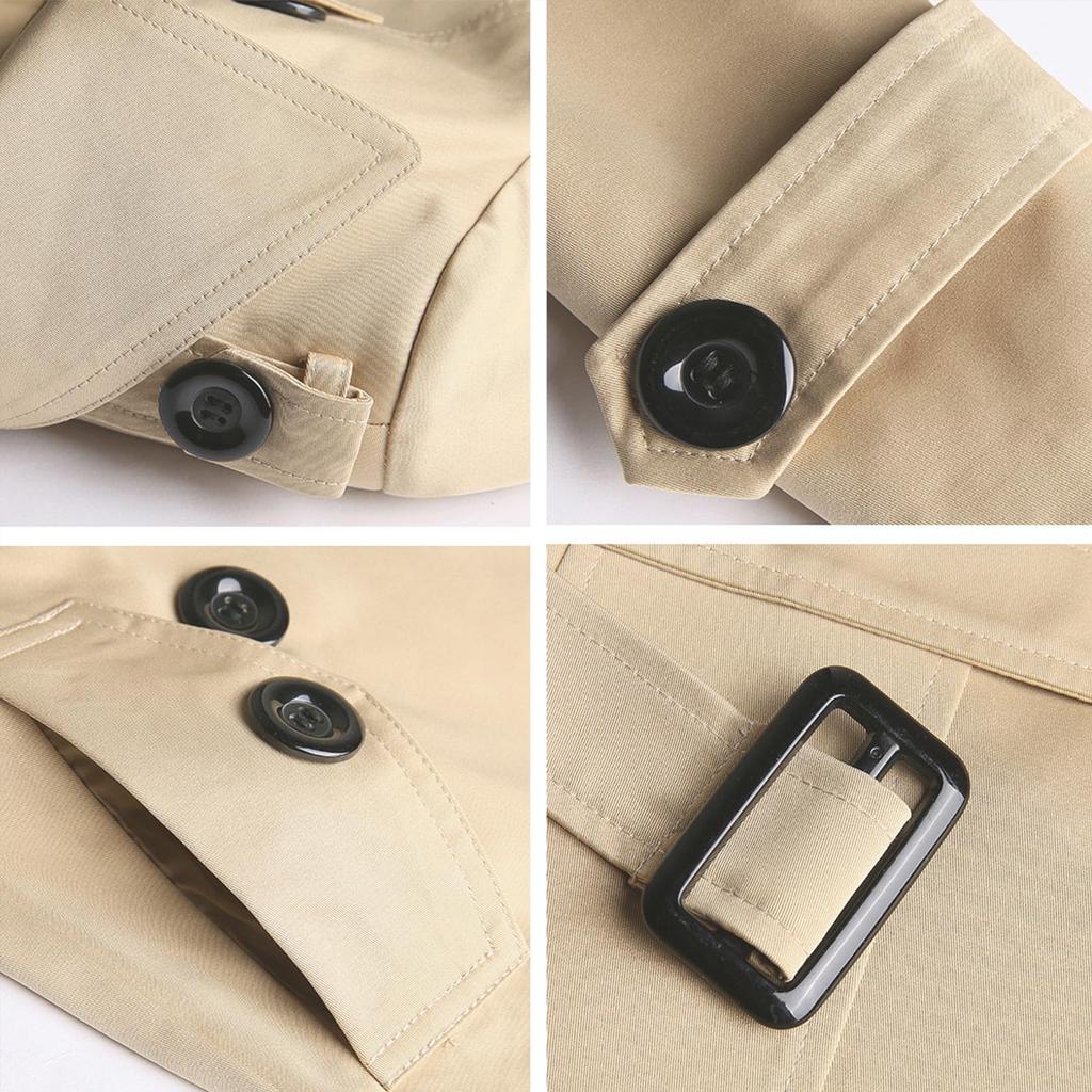 JoveJek Тренч Однотонный Большой Идеально подходит для и Осеннее Женское Пальто, Двусторонний Двубортный, Легкий, Водоотталкивающий, Цвет, Тонкий, Воротник,