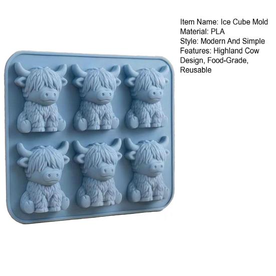Форма для кубиков льда Мини Хайлендская корова Пищевой силикон Многоразовая лоток для кубиков льда Легко вынимать Ледогенератор Кухонный инструмент