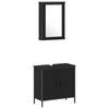 Bathroom Furniture Set with Shelf 4 pcs Black Particleboard