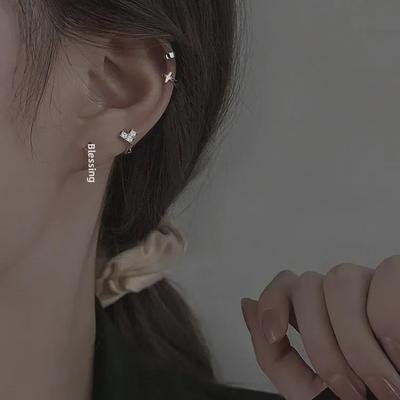 Серьги-иглы из серебра 925 пробы в корейском стиле с гонконгским шармом — модная застежка и дизайн ушных косточек