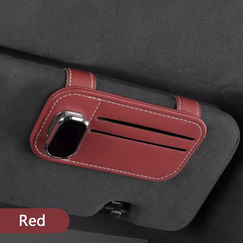 SEAMETAL Автомобильный держатель для очков из искусственной кожи, автомобильный интерьер, козырек от солнца, зажим для солнцезащитных очков