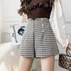 Shorts Women's High Waist Tweed A-line Casual Plaid Wide-leg Pants