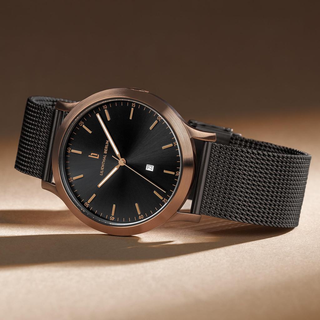 Lilianthal Berlin Сделано в черном Мужские часы, Дата, Германия, H01-106-B023CB,