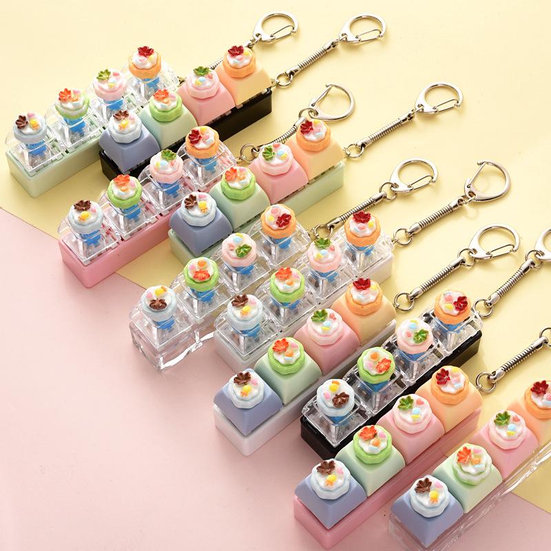 4-Key Smooth Fidget Keychain Portable Stress Reliever Mini Anxiety Relief Toy for School Students