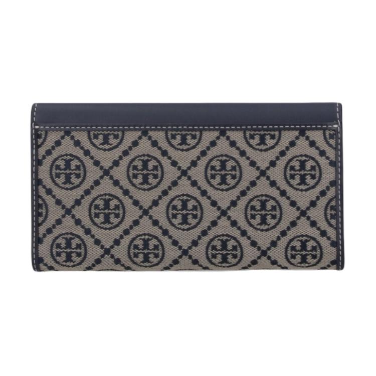 Tory Burch T Monogram Iconic Jacquard Pattern Cotton Wallet Women wallet Navy-Blue 165023-405