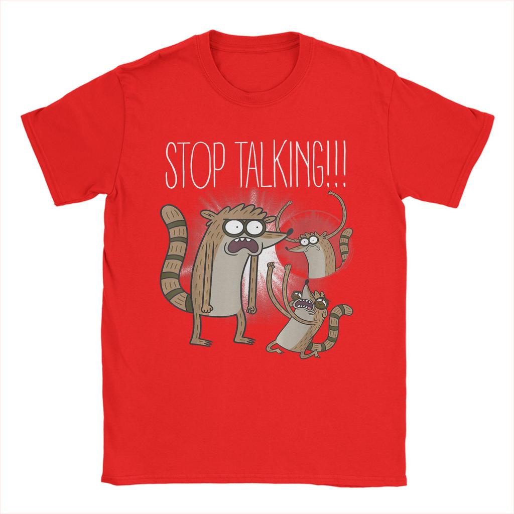 Regular Show Rigby Stop Talking Men T Shirts Hipster Tees Short Sleeve Round Collar TShirt Cotton Graphic Tops