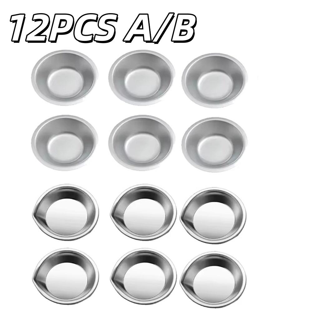 6/12pcs Stainless Steel Painting Color Bowls Dish Easy To Pour Mouth Paint Color Grading Tray For Pigment Cosmetics Accessories
