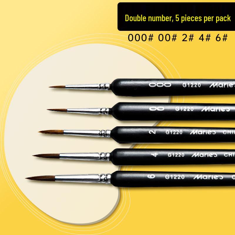 Mali G1220 Wolf Hair Liner Brush for Watercolor, Gouache, Chinese Painting, Nail Art, Oil Painting, and Line Drawing.