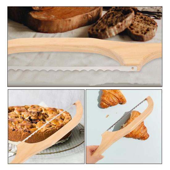 Bread Cutter Sourdough Bread Bow Slicer Serrated Bagel Cutter Baking Baguette Cake Cutter Wooden Bread Cutting Saw