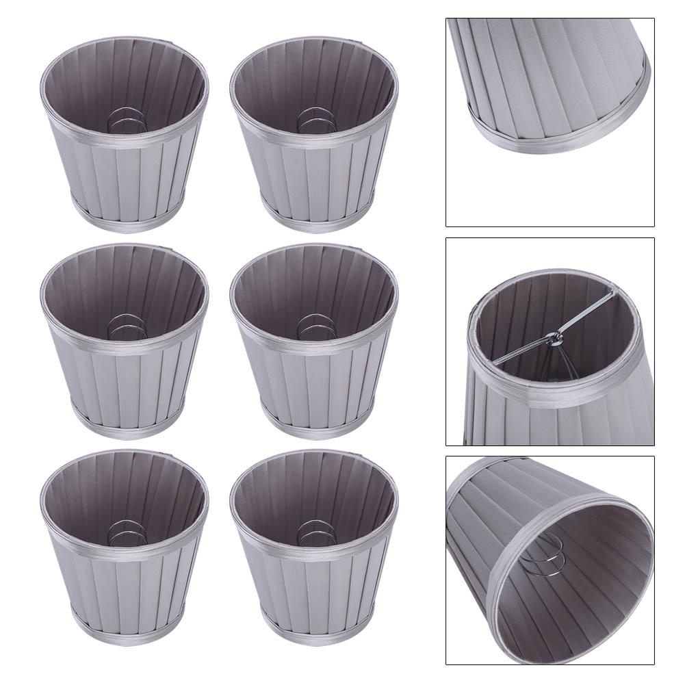 6Pcs Bedroom Cloth Fabric Lampshade Lamp Cover Shade for E14 Chandelier Wall Light Bulb