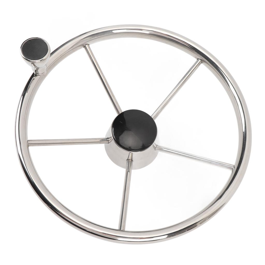 13 1 2 Inch Boat Steering Wheel 5 Spoke 25 Degree Stainless Steel Marine Steering Wheel with Center Cap and Grip for