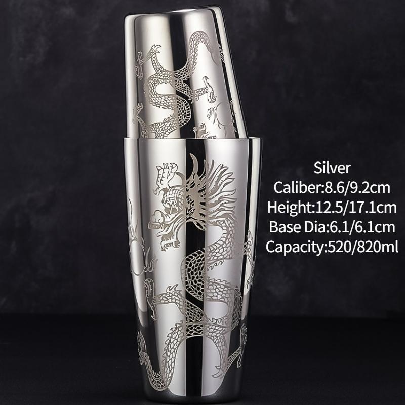 Барный шейкер для коктейлей Бостонский шейкер Нержавеющая сталь Шейкер с гравировкой Барный аксессуар Инструменты бармена Для дома и бара