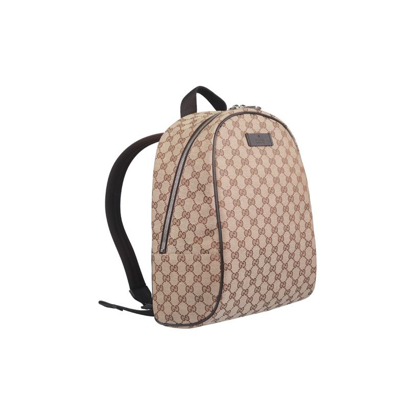 Gucci Vintage Logo Fabric And Leather Backpack Unisex Backpacks Ebony Brown 449906-KY9NN-9873