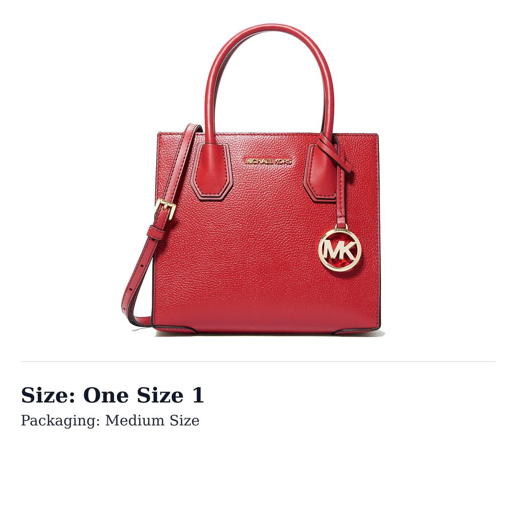 MICHAEL KORS Mercer Litchi Grain Leather Tote Bag, Shopping Bag, Handbag, Shoulder Bag, Crossbody Bag Medium Women's 35S1GM9M2L-BRIGHT RED
