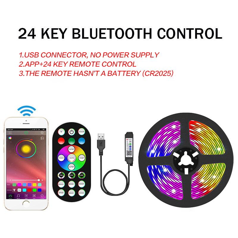 1-30 м USB-светодиодная полоса RGB 5050 Bluetooth-лента для рождественского украшения комнаты Led Luces Гибкая подсветка рабочего стола Экран телевизора Фоновое освещение
