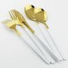 White Gold Travel Tableware Set Knife Fork Spoon Chopsticks Cutlery Set 304 Stainless Steel Mirror Flatware Set Dinnerware Set Travel