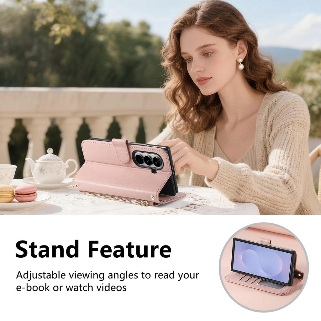 Zipper Flip Cards Solt Wallet Diamond Patterned Leather Case for Samsung Z Fold 8 Ultra Shockproof Book Stand Slim Fit Cover