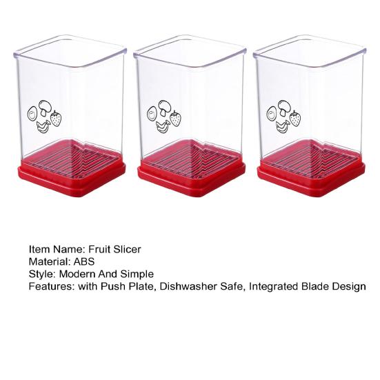 1/2/3 Pcs Fruit Cup Slicer with Push Plate Strawberry Bananas Kiwis Cutter Integrated Blade Design Dishwasher Safe Vegetable Salad Kitchen Gadget