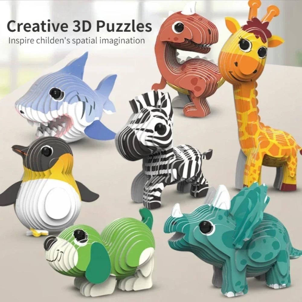 Детский 3D-пазл для детского сада, пазл с животными, интеллектуальные игрушки для раннего развития, модель динозавра, животного, бумага для детей 3-4-5-6 лет