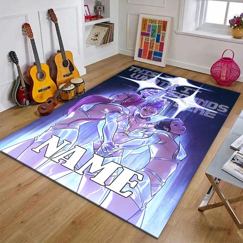 Custom KPop Demon Hunters Mat Personalized Name, Polyester Washable Indoor Entryway Rug, Gift for Christmas, Easter, Thanksgiving Day