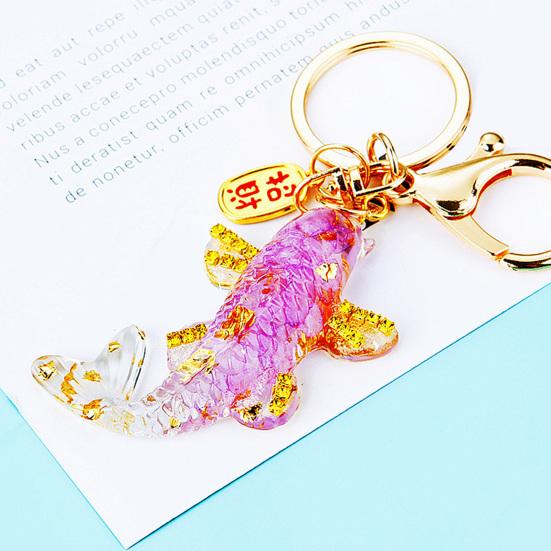 Брелок Золотая рыбка Ручной работы Подвеска Рыбка из натуральной смолы Кольцо для ключей Аксессуары для ключей от сумки, автомобиля Причудливый декор для офиса