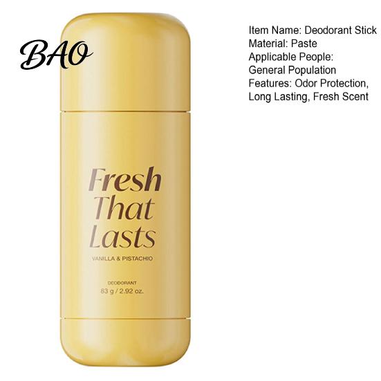 Sensitive Skin Deodorant 1/2Pcs 83G Stick for Men Women, Vanilla & Pistachios Scented Travel-friendly Daily Underarm Care Cream, Long Lasting