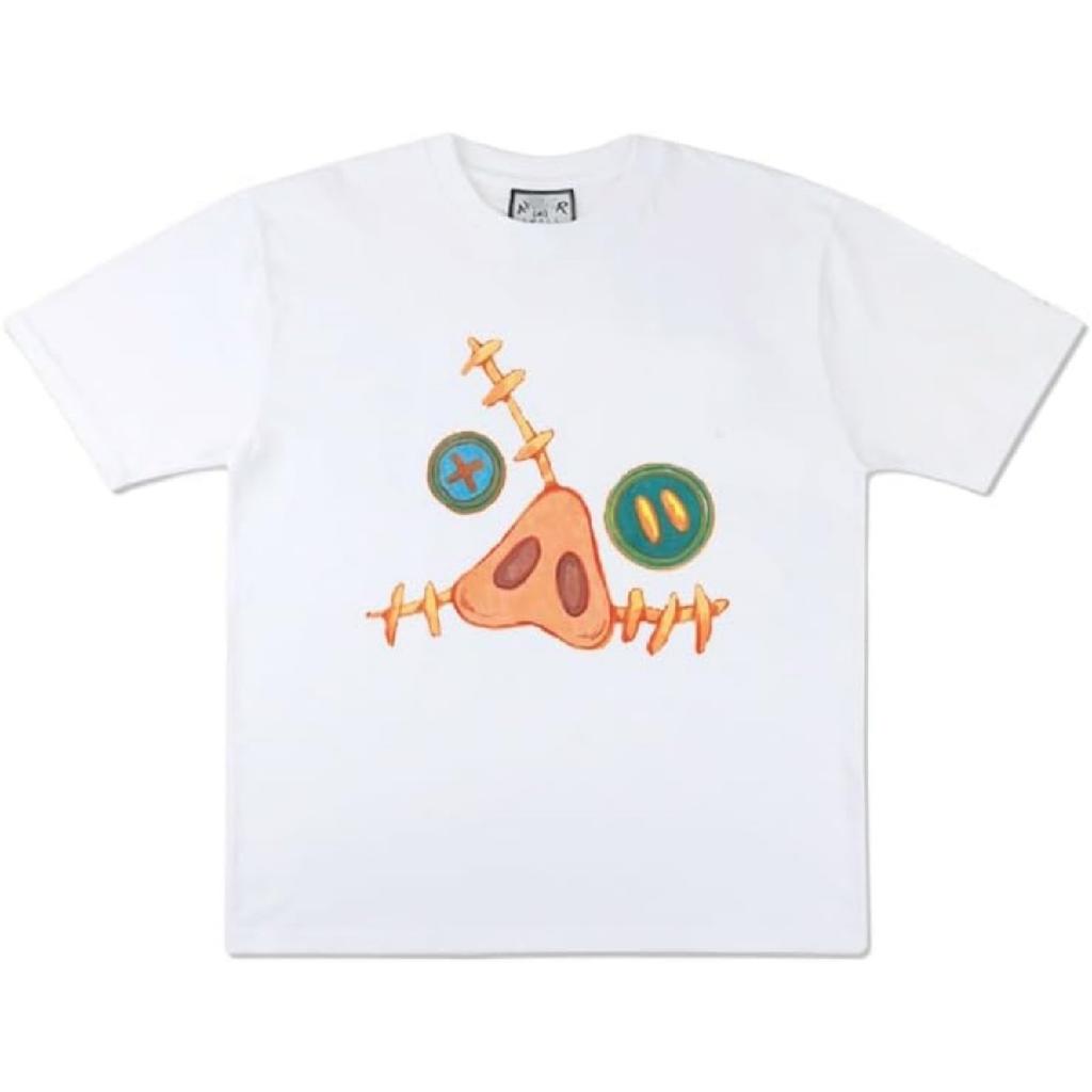 Loose-Fitting T-Shirts with Rounded Neckline in Cotton in Anime Style with Piggy Image, Fits S-3XL White S
