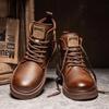 Мужские ботинки Модные мотоциклетные ботинки Высокие повседневные кожаные ботинки для мужчин Мягкие теплые зимние ботинки Ботинки на нескользящей платформе Botas