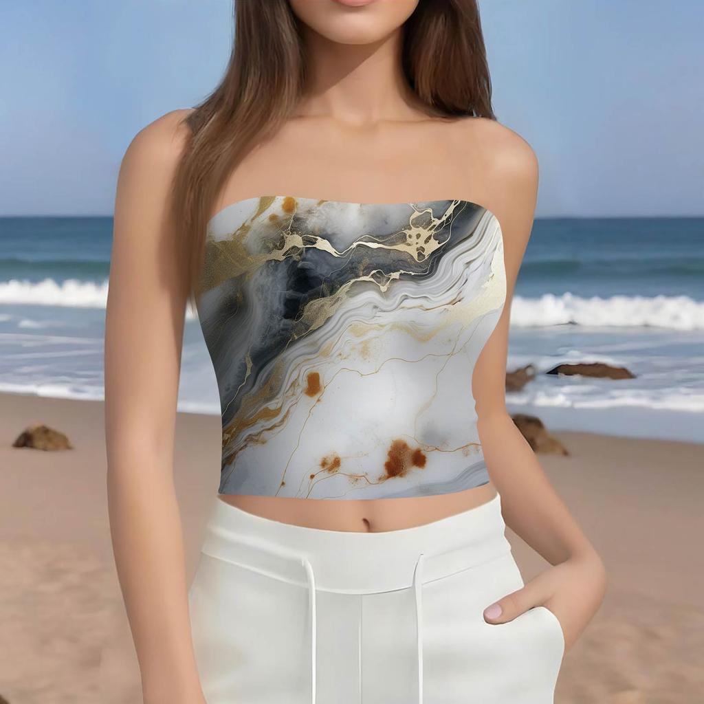 Crop Tops For Women Sexy Cami Tank Summer Tube Sleeveless Printed Camisole Shirt Vest