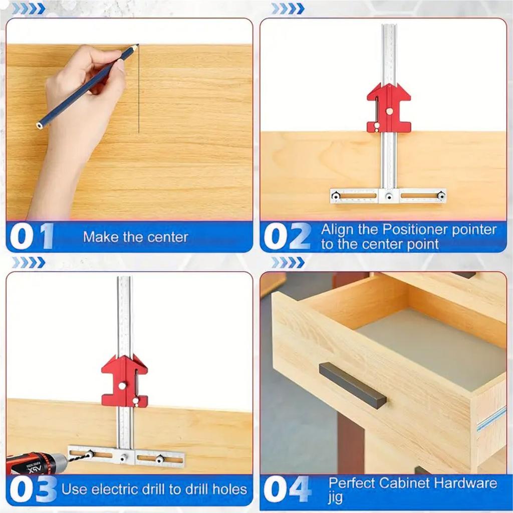 5 in 1 Cabinet Hardware Jig 7.5 Inch Adjustable Hole Distance 30 45 60 90 120 135 Degree Woodworking Scriber Drill Guide Locator