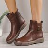 Women's Retro Round Toe Side Zipper Martin Boots - Short Tube, Thick Sole, Flat Bottom, British Style, Plus Size Available.