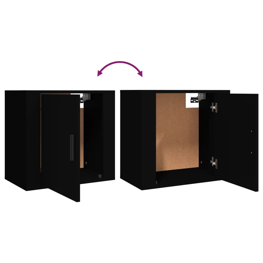 Wall Mounted Nightstands Set of 2 Black 50 x 30 x 47 cm