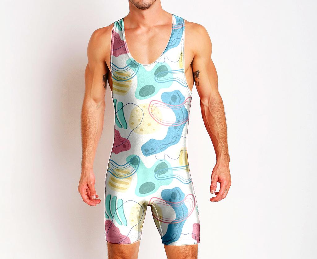 Wrestling suit Wrestling suit One-piece swimsuit Men's gym suit Sportswear Sweat-absorbing light weight training suit