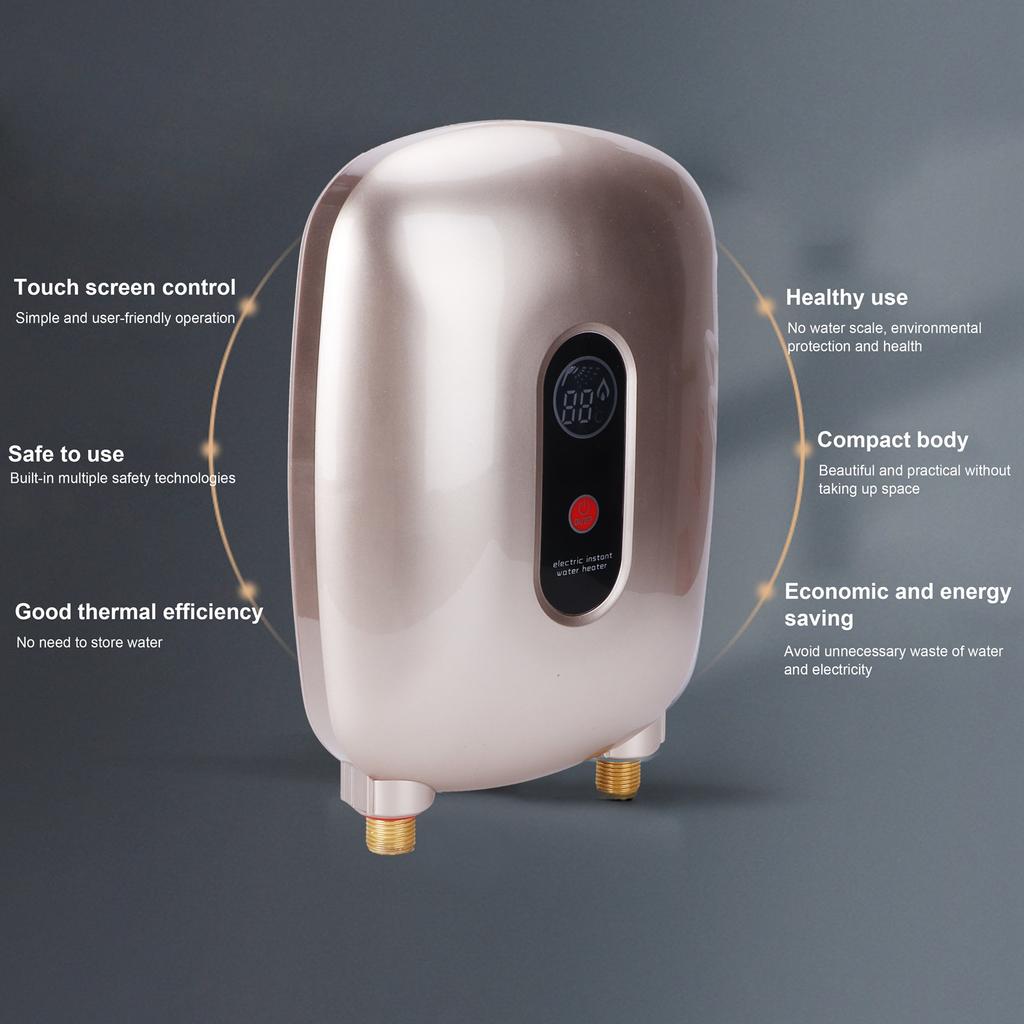 Electric Hot Water Heater 0.04-1.2MPa Instant Water Heating Tankless Heater 35-55°C Temperature Control