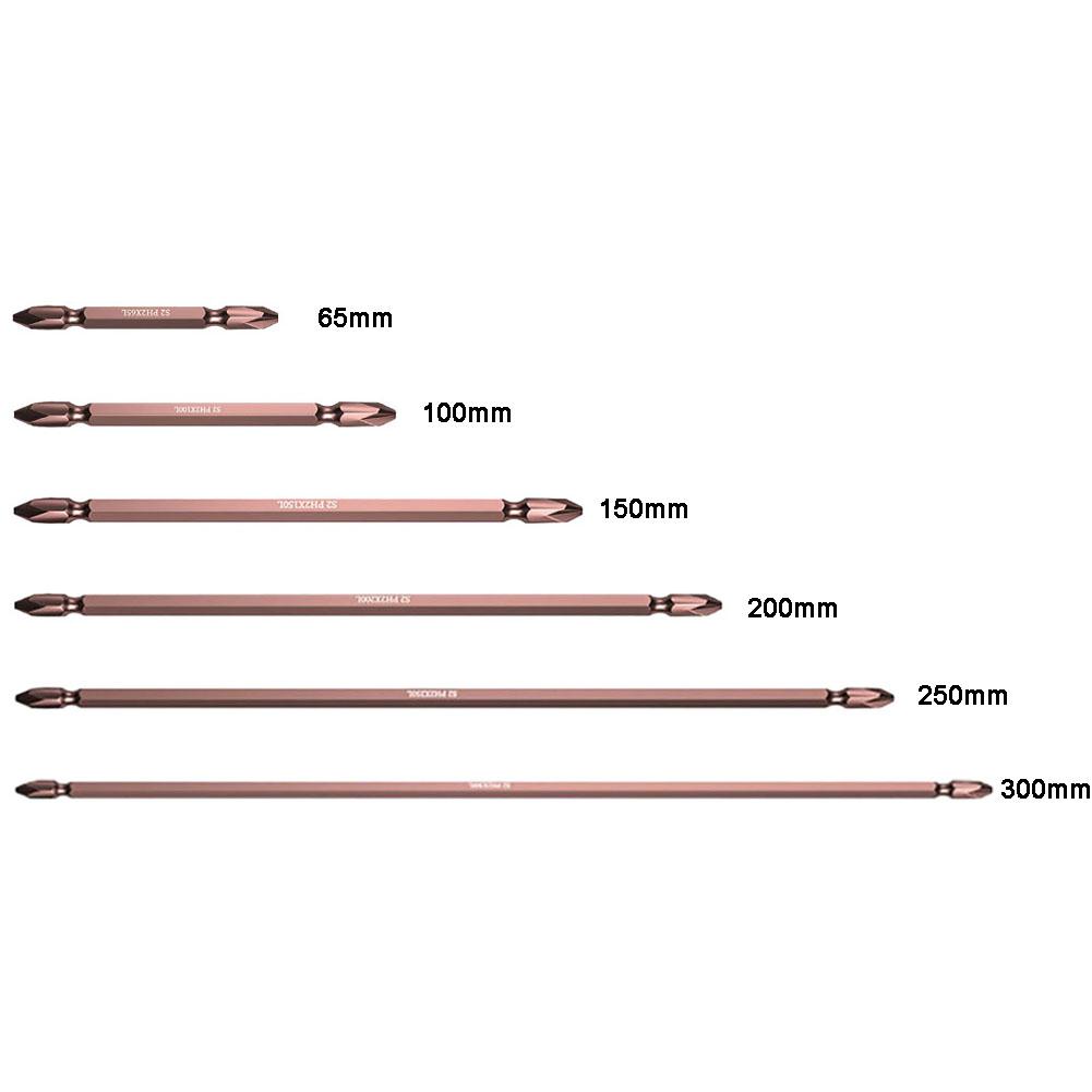 1 шт. Биты для электрической крестовой отвертки PH2 из легированной стали, двусторонние, 65/100 мм/150 мм/200 мм/250 мм/300 мм для пневматической отвертки