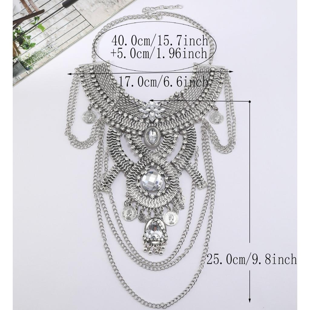 Retro Coin Pendant Tassel Necklace Gypsy Afghan Ethnic Chain Women's Jewelry Accessories