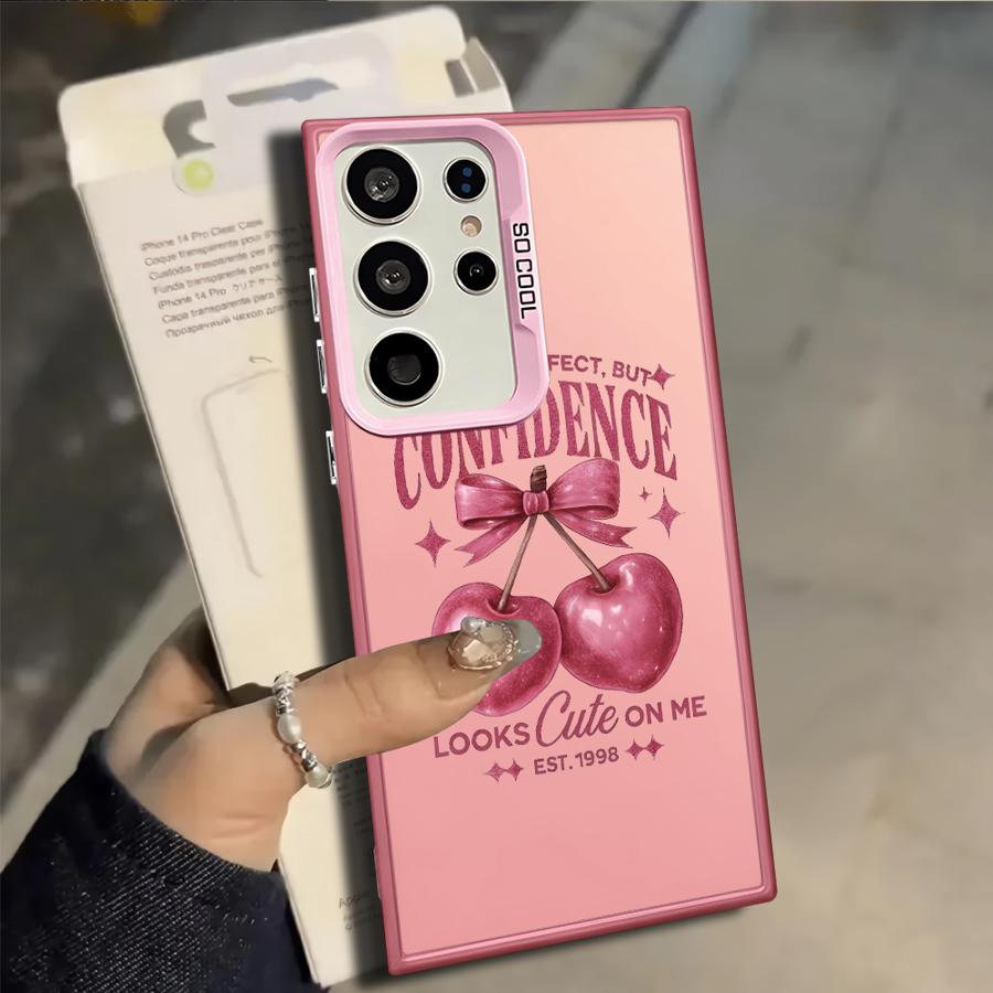 Чехол для телефона для Samsung Galaxy S25 S21 Note 20 Ultra S20 Plus S23 S24 FE S22 S25Edge S23 Ultra Мультяшный Бант Вишня