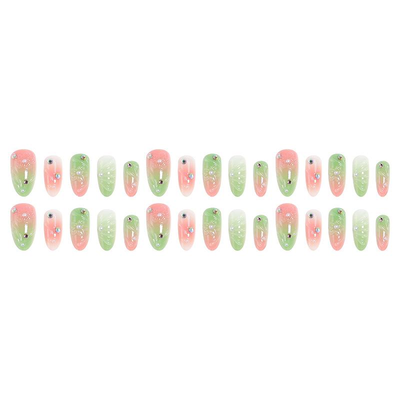 Summer European And American Wearable Nails, Fresh 3D Three-dimensional Flower Nail Art, Handmade Diamond Fake Nails