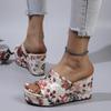 Женская обувь, модная обувь, повседневные шлепанцы, летние винтажные шлепанцы с цветочным принтом и открытым носком