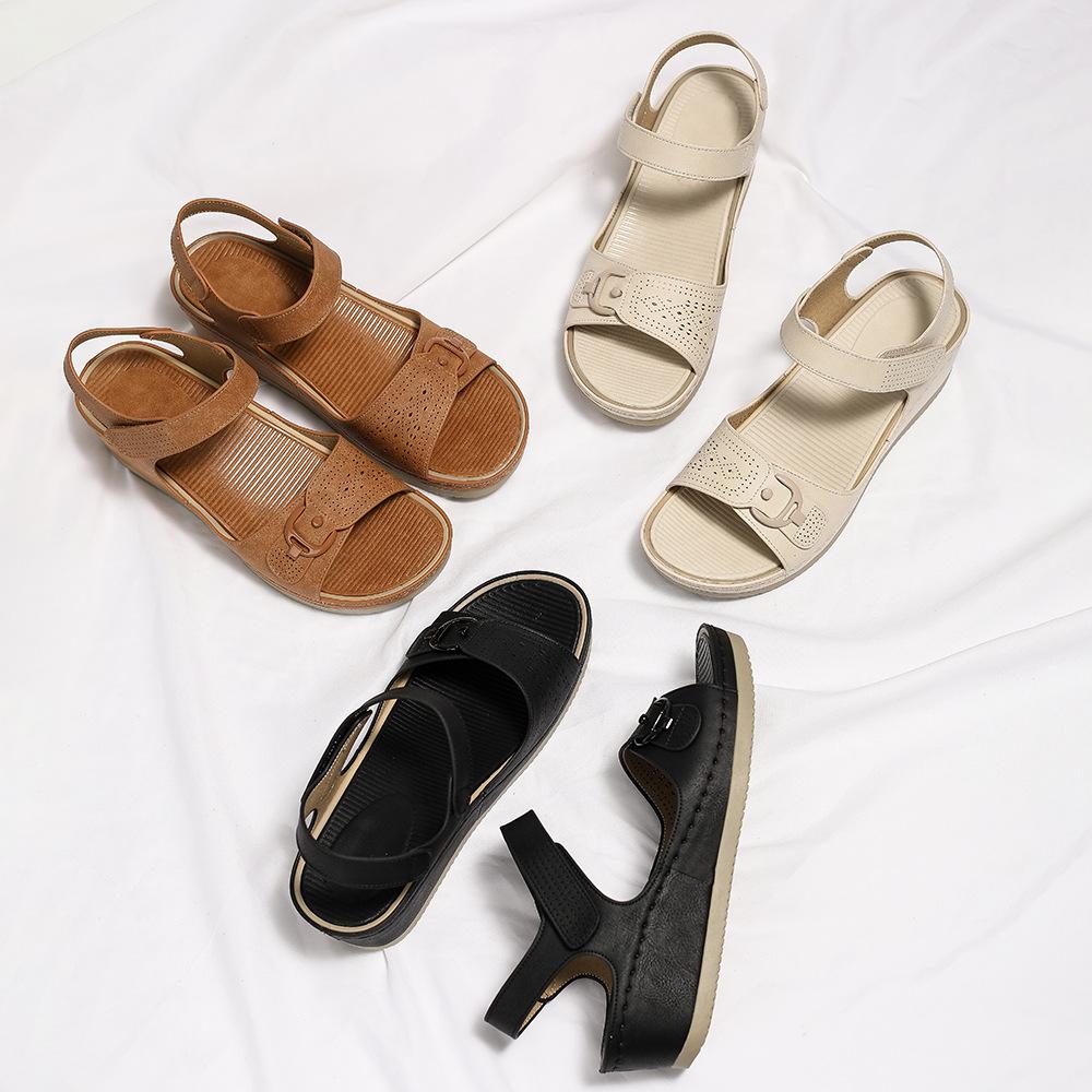 Новые летние сандалии на нескользящей подошве, женские, на танкетке и платформе, женская обувь