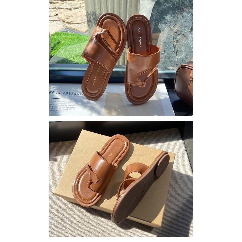 Модные сандалии женские на плоской подошве One Word Soft Bottom повседневные тапочки для улицы корейская пляжная обувь