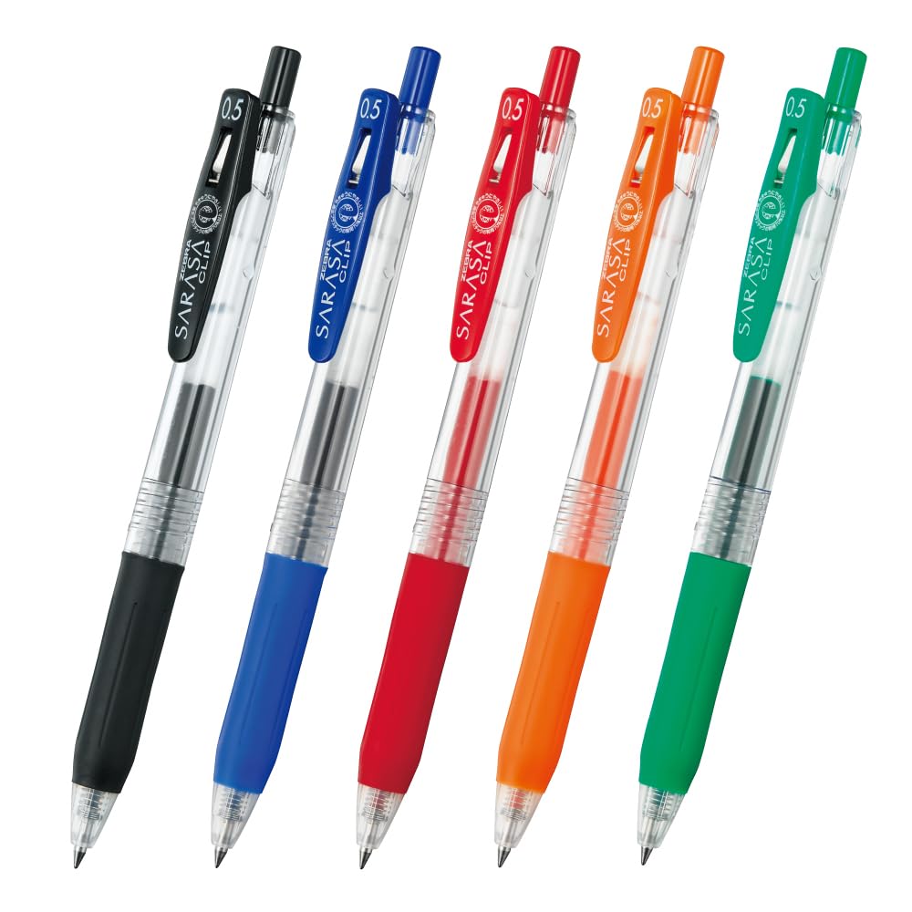 Zebra Sarasa Clip Gel Ballpoint Set Pen, 0.5mm, Best-Selling 5-Color (JJ15-5C-C-N)